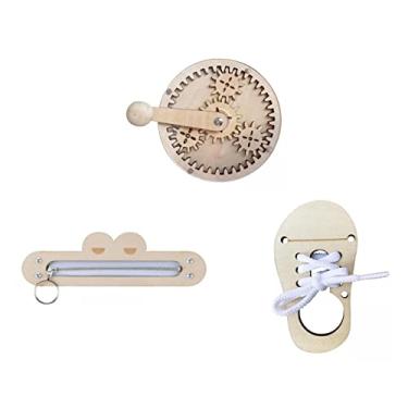 Imagem de Esquirla Montessori Busy Board Acessório Zíper Engrenagem Sensorial de Madeira para