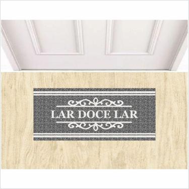 Imagem de Tapete Lar Doce Lar Medida Porta Fundo Cinza