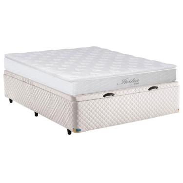Imagem de Colchão de Casal Umaflex Itália com Pillow Top e Molas Ensacadas + Base Box Itaflex com Baú - 66,5x138x188cm - Branco