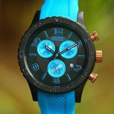 Relógio magnum masculino cronógrafo azul silicone MA33504F em