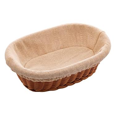 Imagem de CESTA OVAL DE RATTAN PLÁSTICO COM FORRO EM TECIDO LYOR 24CMx17CMx7CM