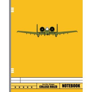 Imagem de Caderno retrô A10 Thunderbolt Warthog Plane: caderno de composição de regras universitárias 120 páginas para pilotos entusiastas da aviação