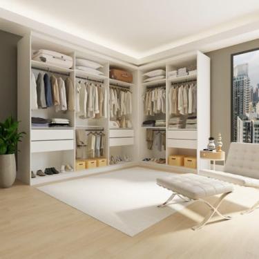 Imagem de Conjunto Closet Casal 2 Módulos 6 Gavetas França Minastex Branco