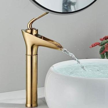 Imagem de Torneira de banheiro preta alta/curta, vidro de vinho quente e frio, guindaste, montagem em cascata, água, níquel, cromo, ouro escovado alto, China