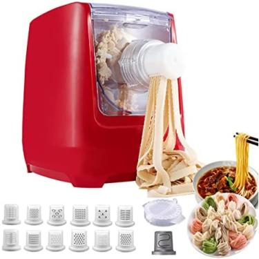 Imagem de Máquina elétrica de macarrão, prensa automática de macarrão de 260 W, máquina de amassar e fazer macarrão 2 em 1, para espaguete/macarrão/pele de bolinho, 13 moldes, economize tempo e e