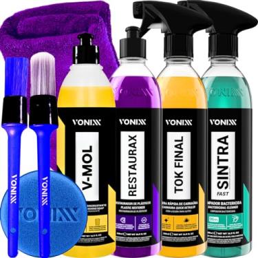 Imagem de Kit Lavagem Automotiva Carro Moto Bicicleta Vonixx Cera Carnauba Tok Final V-mol Revitalizador de Plasticos Restaurax Sintra fast