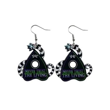 Imagem de Lindo par de brincos preto e branco estilo gótico Beetle Sandsnake Ouija Board para mulheres, adolescentes, cosplay e mais. Lindo par de brincos pretos e brancos de besouro de cobra de areia para