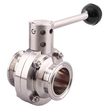 Imagem de LOZOME Válvula Borboleta Sanitária OD 5 cm com Puxador Aço Inoxidável 304 Tripla Braçadeira Trevo