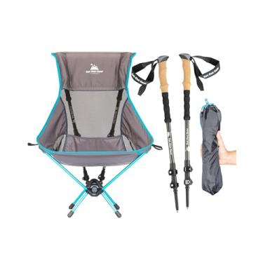 Imagem de Get Out Gear TrekChair V2 Cadeira de mochila com encosto alto | Poltrona de caminhada 2 em 1 e sistema de cadeira de acampamento | Extra grande e larga com encosto de cabeça | ultraleve | Cadeira de