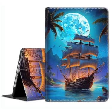 Imagem de Capa para iPad Mini 6 8,3 polegadas 2021 iPad Mini 6ª geração – Capa de encaixe fino com hibernar/despertar automático para iPad Mini 2021 21.1 cm 6ª geração A2567 A2568 A2569, Pirate Ship Moon 4