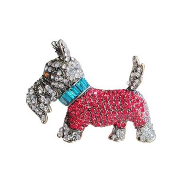 Imagem de Broche de lapela de cachorro fofo com strass colorido para mulheres adolescentes meninas engraçadas cristal brilhante desenho animal broche terno chapéu bolsa acessórios de roupas joias festa natal