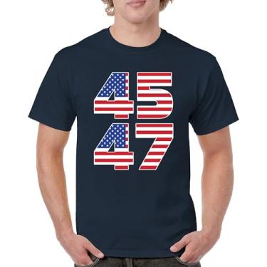 Imagem de Camiseta masculina Donald J Trump 45 47 My President MAGA First Make America Great Again Republican Deplorable FJB, Azul marinho, GG