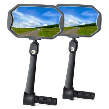 Imagem de BriskMore Espelhos de bicicleta com extremidade de barra, lente de vidro convexo de alta definição para guidão de bicicleta eletrônica, resistente a arranhões, retrovisor seguro 1 par de espelho de bicicleta BT-015 (lado direito e esquerdo)