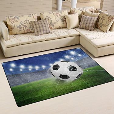 Imagem de ZOEO Tapetes antiderrapantes verde 3D futebol futebol tapete de chão sala de estar quarto tapetes tapetes decoração de casa 2x3