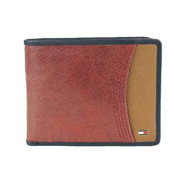 Imagem de Carteira masculina de couro e carteira de valet da Tommy Hilfiger (vermelha)