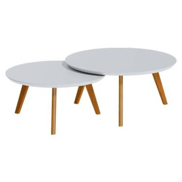 Imagem de Kit Mesa de Centro Classic Redonda Branco Acetinado - Imcal