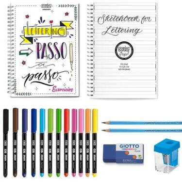 Imagem de Kit Lettering Para Iniciantes + Caneta Brush + Bloco