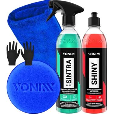 Imagem de Limpador Multiação Sintra Fast Revitalizador Pneu Pretinho Brilho Shiny Pano Toalha Aplicador Luva Vonixx
