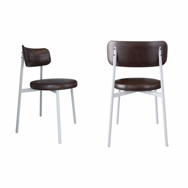 Imagem de Cadeira Kyta Fixa com 4 Pés 50 X 44,7 X 83,8 Cm com 2 Unidades Café/Branco