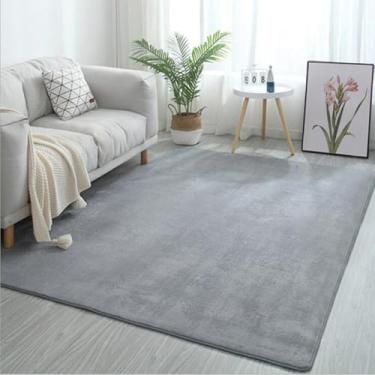 Imagem de Tapete da sala de estar, lã coral, sofá, mesa de centro, quarto, antiderrapante, à prova de som, tapete cinza, varanda, janela de sacada, cinza, 120 x 200 cm (47 x 78,7 pol.)