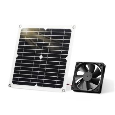 Imagem de HUIZHITENGDA Kit de ventilador solar de 100W para entrada ou saída de ar, ventilador alimentado por painel solar para galinheiro, estufa (IP67 impermeável)
