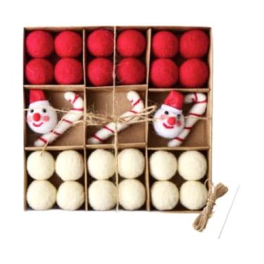 Imagem de shamjina DIY Conjunto de guirlanda de bolas de feltro de Natal Faixa de feltro Decoração de Natal fofa Enfeites de Natal pendurados para lareira Árvore de, Boneco de Neve