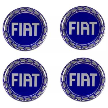 Imagem de Jogo Emblema Calota Fiat Azul Resinado 48mm - Pemacri