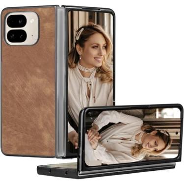 Imagem de CCSmall Capa para Google Pixel 9 Pro Fold (não Pixel 9 Pro), capa protetora fina de couro PU retrô suporta carregamento sem fio para celular Google Pixel 9 Pro Fold FFG marrom