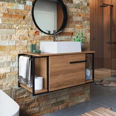 Imagem de Gabinete Para Banheiro Estrutura em Aço e Cuba Inclusa 80 cm - Placa e