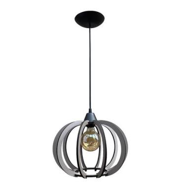 Imagem de Luminária Pendente Madeira Sala Cozinha Balcão Ny Dia Cinza - Caroá, L