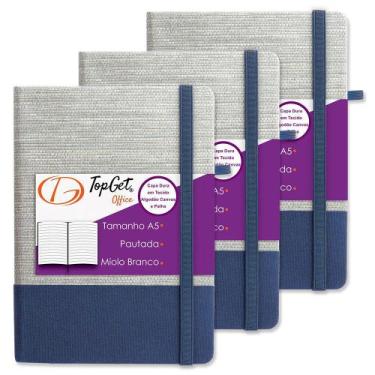 Imagem de Kit 3x Caderneta Elegance 14X21cm 96 Fls Pautadas Azul - TopGet