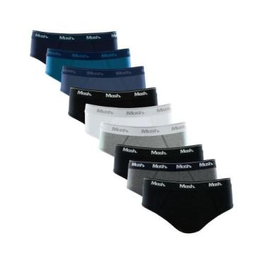 Imagem de Kit 12 Cuecas Normal Básica Slip Em Algodão Cotton Mash Masculino Liso