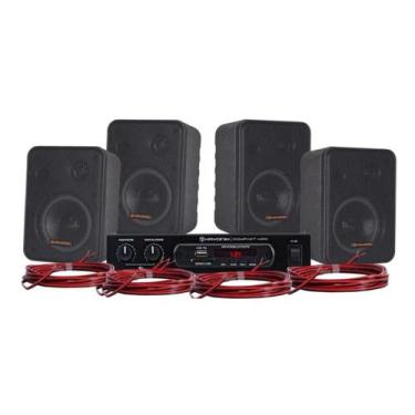 Imagem de Kit Som Ambiente 400w Hayonik Bluetooth Usb Amplificador 4 Caixas, Pre
