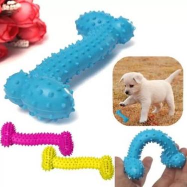 Imagem de Osso Brinquedo Mordedor Maciço Borracha para Pet 15cm - Maylon Pet
