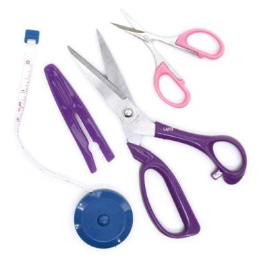 Imagem de KIT 2 Tesouras Patchwork Costura Artesanato e Fita Metrica - LANMAX