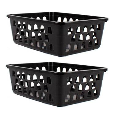 Imagem de Kit 2 Cestos Multiuso Organizador Pequeno Preto 16x12x6Cm - 123 Organi