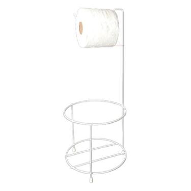 Imagem de Suporte Porta Papel Higiênico Aramado Pequeno Branco Para Lixeira Chão