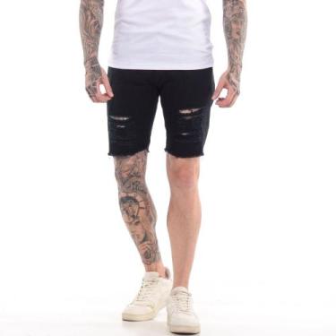 Imagem de Shorts masculinos Jeans rasgados estilo jogador destroyed - Volgue, Pr