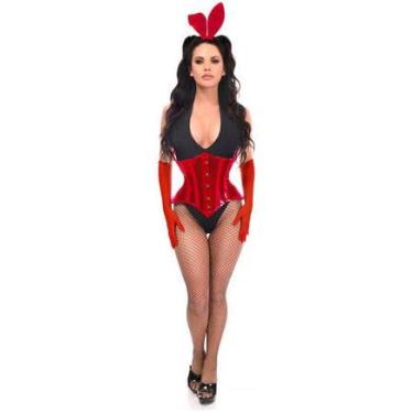 Imagem de Daisy corsets Fantasia feminina plus size luxuosa 4 peças Red Festival Bunny Corset 4 peças, 4X, Vermelho