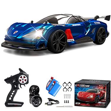 Imagem de Sakeye RC Drift Car, 1:16 RC Drifting Car Remote Control Car Rechargeable High Speed RC Cars Toys 4WD 2.4GHz Full Scale Blue RC Racing Cars with LED Lights Two Batteries for Boys and Adults