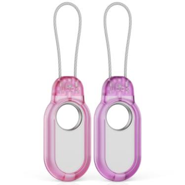 Imagem de Pacote com 2 capas compatíveis com Samsung Galaxy Smart Tag 2 TUDIOW com trava de cabo para Smart Tag 2, capa protetora antiperda para SmartTag 2 (roxo claro + rosa claro)