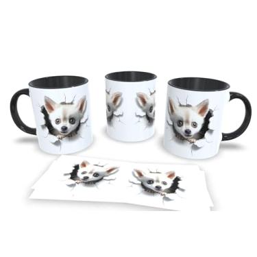 Imagem de Caneca Preta de Porcelana Personalizadas Arte Espelhada em 3D Animais (Dog 2)