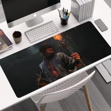 Imagem de Black Myth Wukong Game Mouse Pad - Mouse pad grande antiderrapante para jogos com bordas costuradas, tapete de mesa para laptop, computador e PC - almofada de pulso para jogadores, escritório e casa -