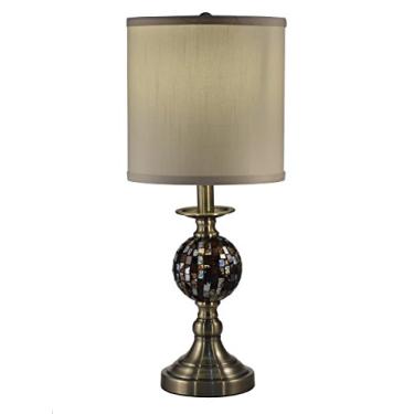 Imagem de Abajur de mesa Springdale SAT16162 Dunford Mosaic 1 bola de vidro soprado à mão, latão antigo