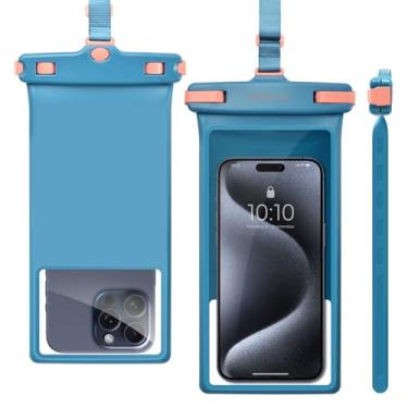 Imagem de wellhouse Bolsa de telefone à prova d'água, capa impermeável para iPhone 15 14 13 12 Pro Max XS Samsung, IPX8 3D Cellphone Dry Bag Beach Essentials - Azul 1 pacote de 8 polegadas