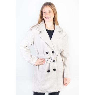 Imagem de Casaco feminino lã batida sintética com cinto 84207 - Fluffy, M, Bege