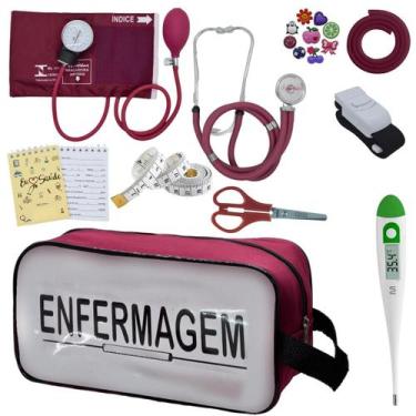Imagem de Kit Academico Enfermagem Esfigmomanometro Aparelho de Pressao Estetosc