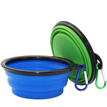 Imagem de 2 Comedouro Bebedouro Retrátil Portátil Silicone Passeio - Comedouro P