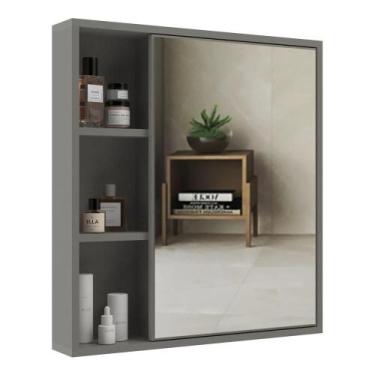 Imagem de Espelheira para Banheiro 60cm com Nichos Multimóveis CR10112, Cimento