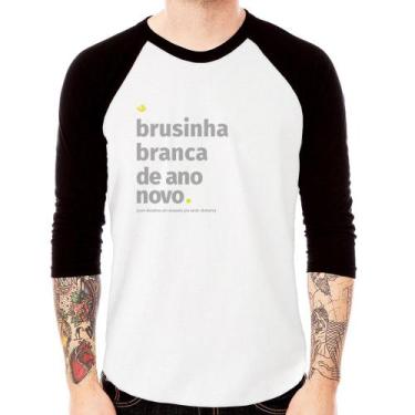 Imagem de Camiseta Raglan Brusinha branca de ano novo Manga 3/4 - Foca na Moda, 